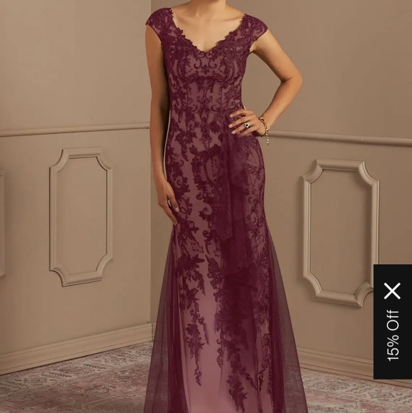 Azazie Dresses & Skirts - AZAZIE Plum Lace Maxi Dress